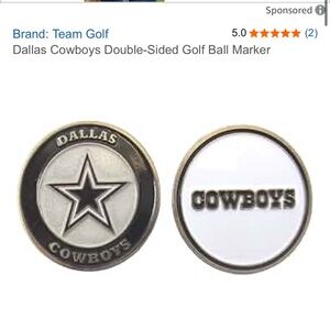 5/$25 NFL Dallas Cowboys Silver and Black Golf Ball Marker